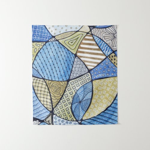 Blue  Green Neurographic Art Tape stry Tapestry