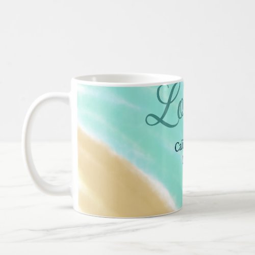 Blue green ocean add monogram letter name title  coffee mug