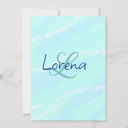 Blue green ocean add monogram letter name title  holiday card
