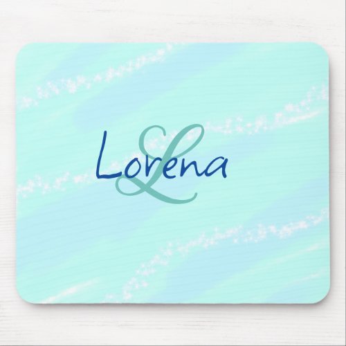 Blue green ocean add monogram letter name title  mouse pad