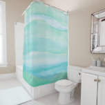 Blue Green Ocean Layers Watercolor Pattern Shower Curtain at Zazzle