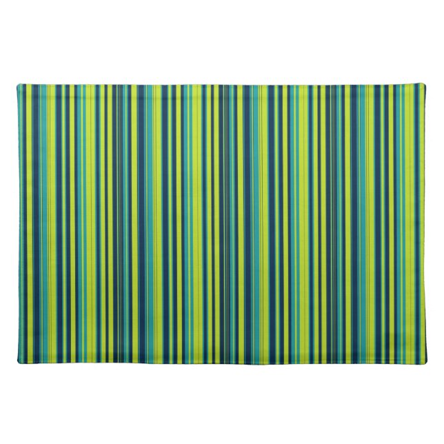 Blue & Green Ocean Stripes Cloth Placemat (Front)