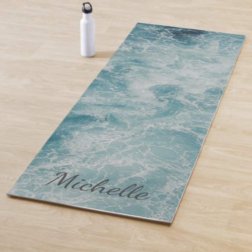 Blue Green Ocean Summer Beach Waves  Custom     Yoga Mat