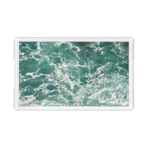 Blue Green Ocean Waves Acrylic Tray