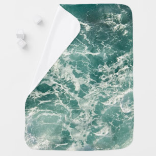 Blue Green Ocean Waves Baby Blanket