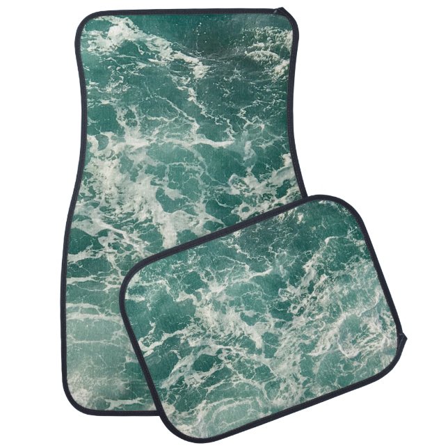 Blue Green Ocean Waves Car Floor Mat (Set)