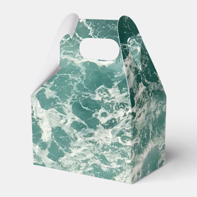 Blue Green Ocean Waves Favor Boxes (Front Side)