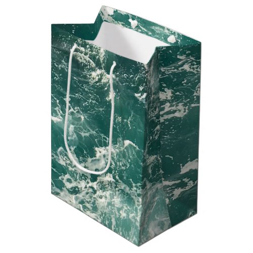 Blue Green Ocean Waves Medium Gift Bag