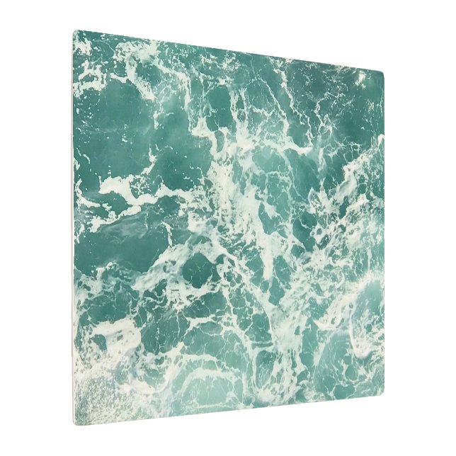 Blue Green Ocean Waves Metal Print (Angled)