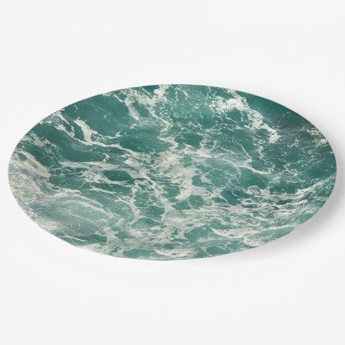Blue Green Ocean Waves Paper Plates