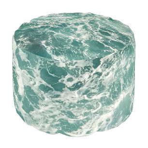 Blue Green Ocean Waves Pouf