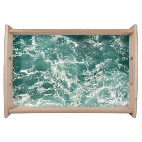 Blue Green Ocean Waves Serving Tray