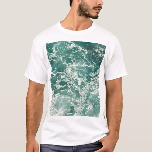 Blue Green Ocean Waves T_Shirt