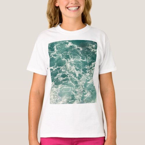 Blue Green Ocean Waves T_Shirt