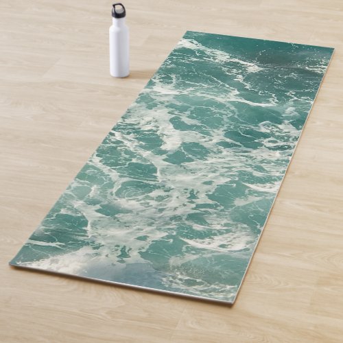 Blue Green Ocean Waves Yoga Mat
