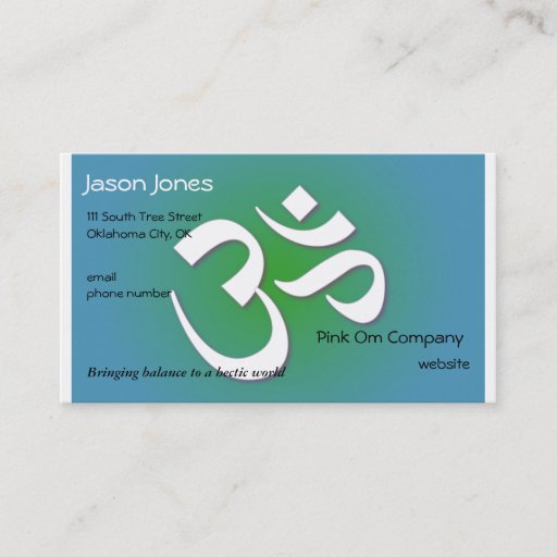 Customizable Blue &amp; Green OM symbol business card