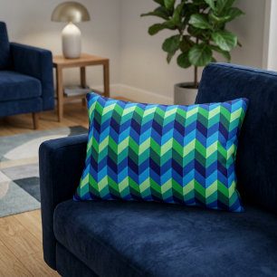 Blue Green Ombre Chevrons Accent Pillow