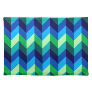 Blue Green Ombre Chevrons Cloth Placemat