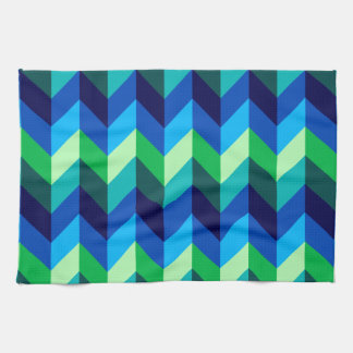Blue Green Ombre Chevrons Kitchen Towel