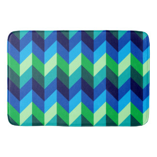 Blue Green Ombre Chevrons Large Bath Mat