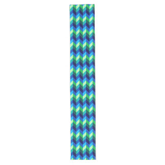Blue Green Ombre Chevrons Large Table Runner