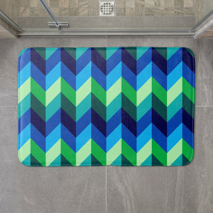 Blue Green Ombre Chevrons Medium Bath Mat