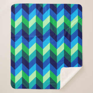 Blue Green Ombre Chevrons Medium Sherpa Blanket
