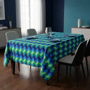 Blue Green Ombre Chevrons Medium Tablecloth