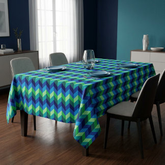 Blue Green Ombre Chevrons Medium Tablecloth