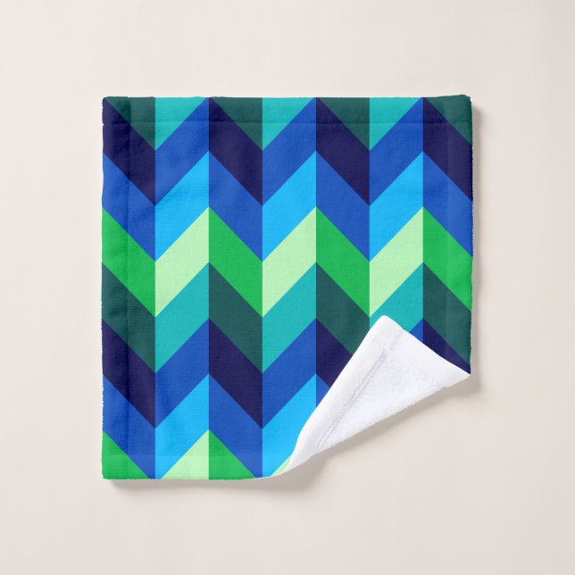 Blue Green Ombre Chevrons Washcloth (Wash Cloth)