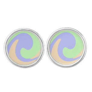 Blue green ombre fluid marble boho bold pattern cufflinks
