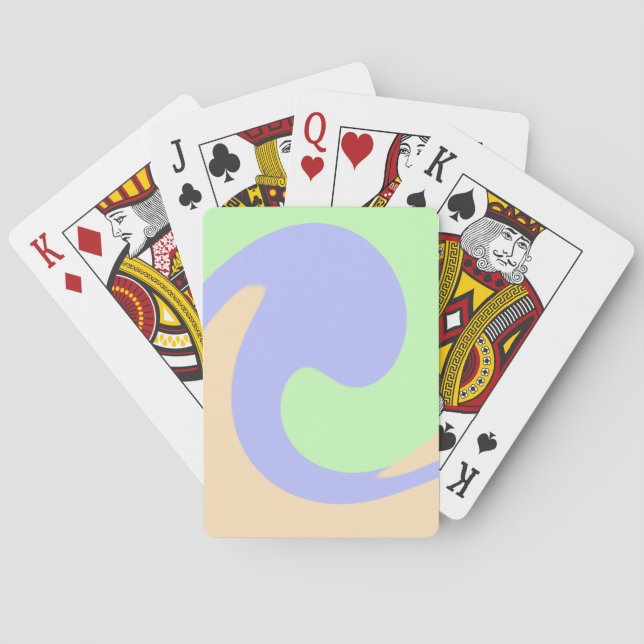 Blue green ombre fluid marble boho bold pattern  poker cards (Back)