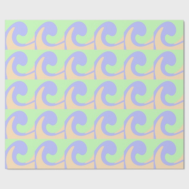 Blue green ombre fluid marble boho bold pattern  wrapping paper (Flat)