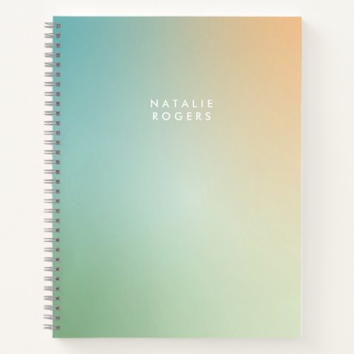 Blue Green Ombre Gradient Abstract Name Notebook