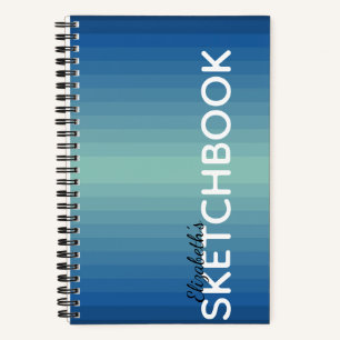 Blue Green Ombré Gradient Elegant Sketchbook Note Notebook