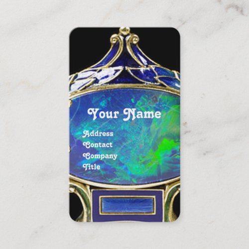 BLUE GREEN OPALART NOUVEAU GOLD JEWEL MONOGRAM BUSINESS CARD