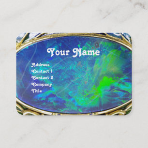 BLUE GREEN OPAL ,ART NOUVEAU GOLD JEWEL MONOGRAM BUSINESS CARD