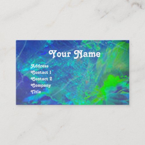 BLUE GREEN OPAL ART NOUVEAU GOLD JEWEL MONOGRAM BUSINESS CARD