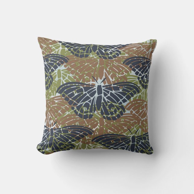 Blue Green Orange Butterflies  Throw Pillow (Front)
