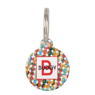 Blue Green Orange Grunge Circle Abstract Modern Pet ID Tag