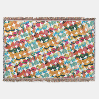 Blue Green Orange Grunge Circle Abstract Modern Throw Blanket
