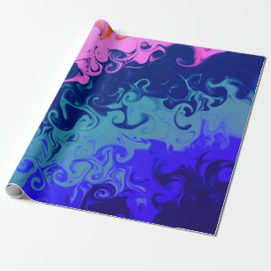 Blue Green Orange Pink Swirl Abstract Pattern Wrapping Paper