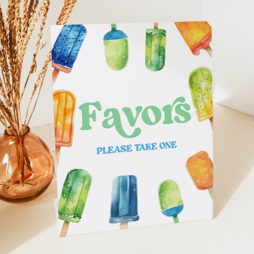 Blue Green Orange Popsicle Party Favors Table Sign