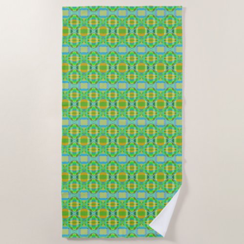 Blue Green Orange Purple Creamy Lattice Pattern  Beach Towel