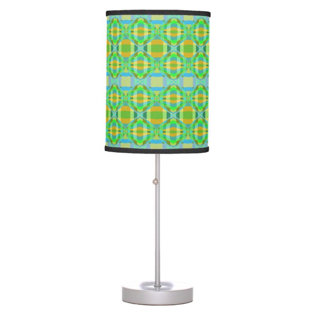 Blue Green Orange Purple Creamy Lattice Pattern  Table Lamp (Front)
