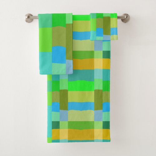 Blue Green Orange Purple Creamy Pattern Abstract Bath Towel Set