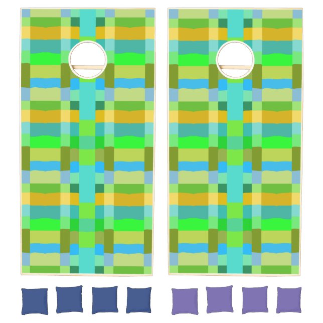 Blue Green Orange Purple Creamy Pattern Abstract Cornhole Set (Set)
