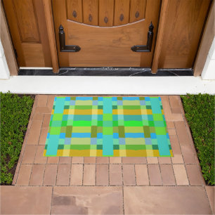 Blue Green Orange Purple Creamy Pattern Abstract Doormat