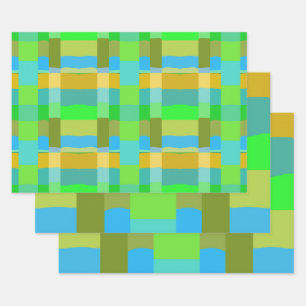 Blue Green Orange Purple Creamy Pattern Abstract Wrapping Paper Sheets