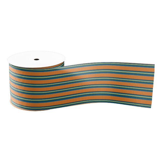Blue Green Orange Stripe Ribbon (Spool)